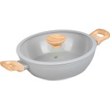 Cratita ceramica cu capac de sticla, manere lemn, 2.8 L, 26 cm, MagicHome Harmony
