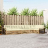 vidaXL Set de canapele de exterior 6 pcs Alb și crem Poliester 3390575
