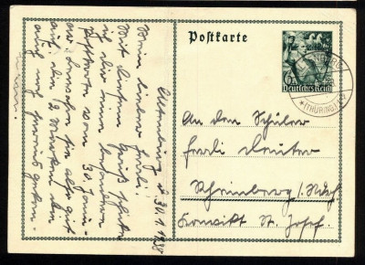 Germany Reich 1938 Old postcard postal stationery fold ALENBURG Tubingen D.1003 foto