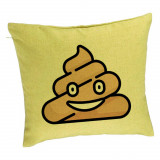 Perna Decorativa, Model Poo Emoji, 40x40 cm, Verde, Husa Detasabila, Burduf