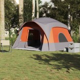 Cort de camping pentru 6 persoane, gri/portocaliu, impermeabil