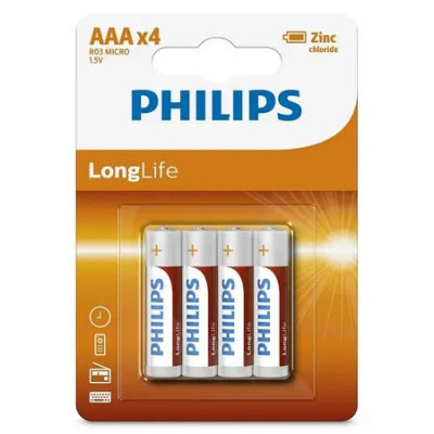 Baterie Longlife R3 Aaa Blister 4 Buc Philips foto