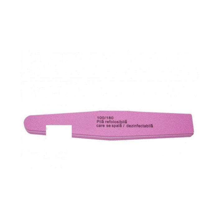 Pila Refolosibila Unghii gel UV, duritate 100/180, roz Pila Refolosibila Unghii gel UV, duritate 100/180, roz