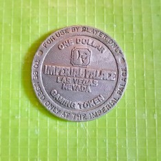 5183-Moneda 1$ gamble Imperial Palace Las Vegas, Nevada. Metal alb 3.8 cm.