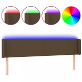 Cumpara ieftin Tablie de pat cu LED, maro inchis, 203x16x78/88 cm, textil