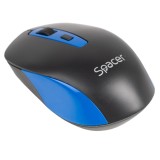 MOUSE Spacer, PC sau NB, wireless, 2.4GHz, optic, 1600 dpi, butoane/scroll 4/1, negru cu albastru, baterii incluse 2x AAA, ambalaj blister &quot;SPMO-WS01-