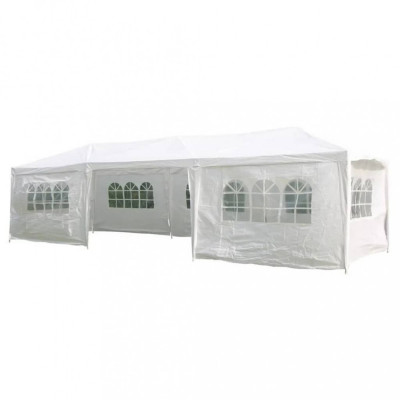 Pavilion cort de gradina pentru petreceri, Haushalt International, 8 pereti laterali,alb, 3 x 9m foto