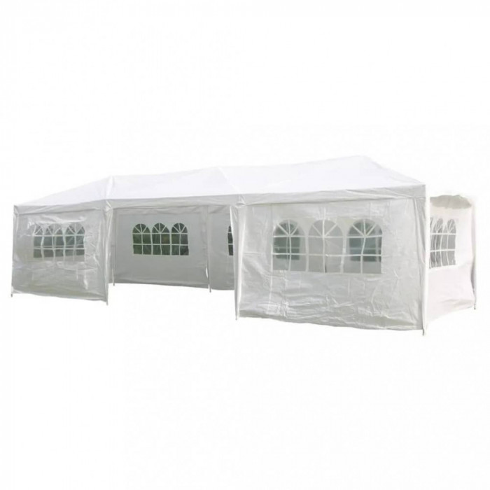 Pavilion cort de gradina pentru petreceri, Haushalt International, 8 pereti laterali,alb, 3 x 9m