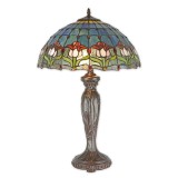 Lampa mare Tiffany din bronz cu decoratiuni verzi TA-136