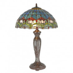 Lampa mare Tiffany din bronz cu decoratiuni verzi TA-136