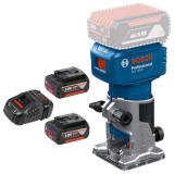 Bosch GLF 18V-8 + 1600A00B8J - Masina de frezat 6 6.35 8 mm + Set 2 acumulatori si incarcator Li-Ion 18 V 5 Ah