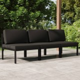VidaXL Canapea de grădină cu 3 locuri și perne, antracit, aluminiu
