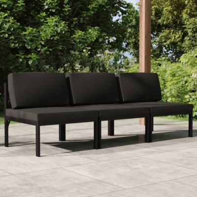 vidaXL Canapea de grădină cu 3 locuri și perne, antracit, aluminiu 3107783 foto
