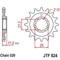 Pinion fata 14 dinti pas lant 520 (racing) - Husqvarna CR - TE - WR 250-300-310-350-400-450-510-530-570-610-630cc