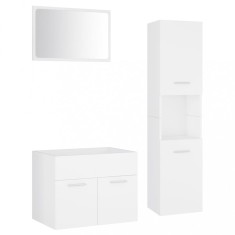 Set mobilier de baie, alb, lemn prelucrat foto