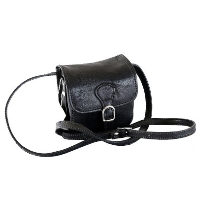 Geanta de umar, crossbody din piele naturala vachetta, neagra, P150 foto