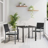 Cumpara ieftin Set de masa pentru gradina 3 buc. Negru si Gri Deschis Ratan PE