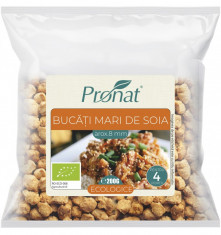 Bucati mari de soia bio (8mm), 200g proteina vegetala texturata TVP Pronat foto