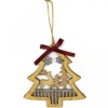 Set 6 decoratiuni brad din lemn- brad, clopotel, cadou