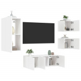Unitati de perete TV cu LED-uri, 5 piese, alb, lemn prelucrat GartenMobel Dekor, vidaXL