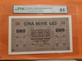 Bancnota 1000 lei BGR (Banca Generala Romana) 1917 ocupatia germana gradata PMG 64 GEM EPQ aproape GEM UNC