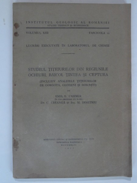 STUDIUL TITEIURILOR DI REGIUNILE OCHIURI, BAICOI, TINTEA SI CEPTURA - EMIL E. CASIMIR