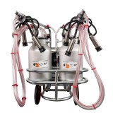Aparat de muls vaci EMT, doua bidoane aluminiu 30 litri, 2 posturi - pompa vacuum ulei