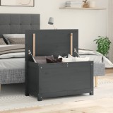 vidaXL Cutie de depozitare, gri, 80x40x45,5 cm, lemn masiv de pin
