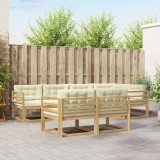 vidaXL Set de canapele de exterior 6 pcs Alb și crem Poliester 3386569