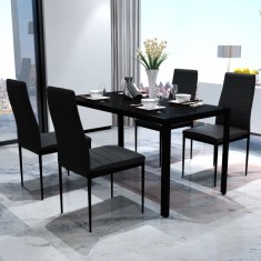 vidaXL Set mobilier de bucătărie, cinci piese, negru 242986