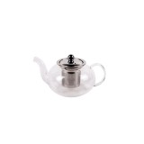 Ceainic sticla transparenta si filtru din otel inoxidabil, 0.6 l, 14x8 cm, Oem