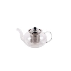 Ceainic sticla transparenta si filtru din otel inoxidabil, 0.6 l, 14x8 cm foto
