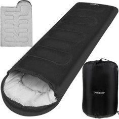 Sac dormit camping 2 in 1, husa inclusa, antialergic, impermeabil, 147x175 - 210cm, poliester, negru/gri