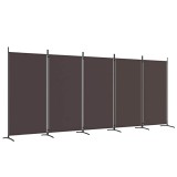 Cumpara ieftin Paravan de camera cu 5 panouri, maro, 433x180 cm, textil