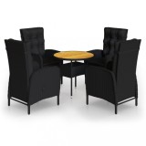 Cumpara ieftin Set bistro de gradina, 5 piese, negru, poliratan
