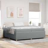 vidaXL Cadru Pat cu Saltea Gri Deschis 200x200 cm, Tesatura, Spuma, Lemn, Dormitor Modern