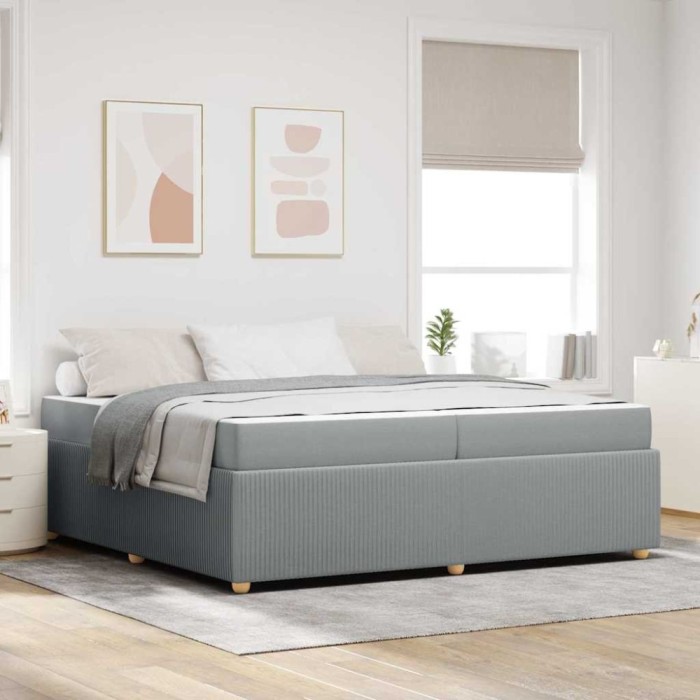 vidaXL Cadru de pat cu saltea Gri deschis 200 x 200 cm țesătură 3398431