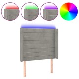 Cumpara ieftin Tablie de pat cu LED, gri deschis, 103x16x118/128 cm, catifea