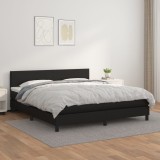 Cumpara ieftin Gossi pat box spring cu saltea, negru, 160x200 cm, piele ecologica