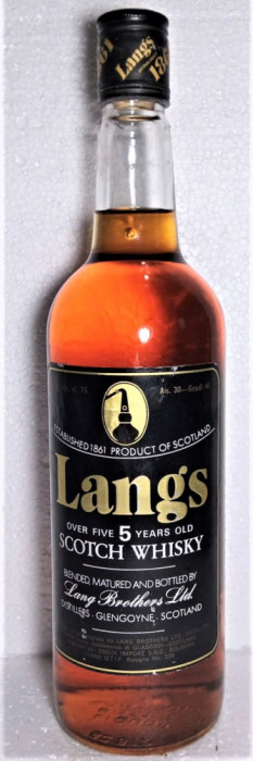 RARE LANGS, 5YO Scotch Blended Whisky 1960- DISTILLERS BROTHERS- gr 40 cl 75