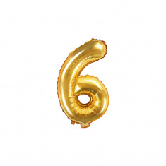 Balon Folie Cifra 6 Auriu, 35 cm