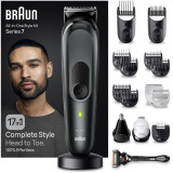 Aparat de tuns multifunctional Braun MGK7491, Wet&amp;amp;Dry, AutoSense, ProBlade, 17-in-1, 2 piepteni ficsi, 6 piepteni, 2 capete, 1 aparat de ras Gille