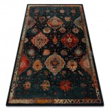 Covor de l&acirc;nă Polonia Abrash Ornament, flori albastru marin, 235x350 cm