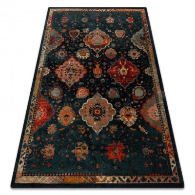 Covor de l&amp;acirc;nă Polonia Abrash Ornament, flori albastru marin, 170x235 cm foto