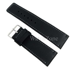 Curea ceas piele neagra cusatura gri HANDMADE 30mm 34mm