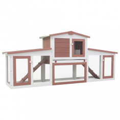 Cușcă Exterior Pentru Iepuri Mare Maro &amp;Amp Alb 204x45x85 cm Lemn 170844