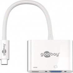 Adaptor multiport USB Type C la USB Type C +VGA alb Goobay