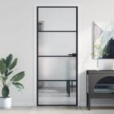 Ușă de interior negru 83x201,5 cm sticlă securiz./aluminiu slim
