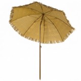 Outsunny Umbrelă de plajă cu franjuri din paie &Oslash;178 cm cu &icirc;nclinare &icirc;nălțime reglabilă UV50+ husă de transport Maro Deschis | Aosom Romania