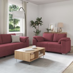vidaXL Set canapea, 2 piese, perne bordo, textil foto